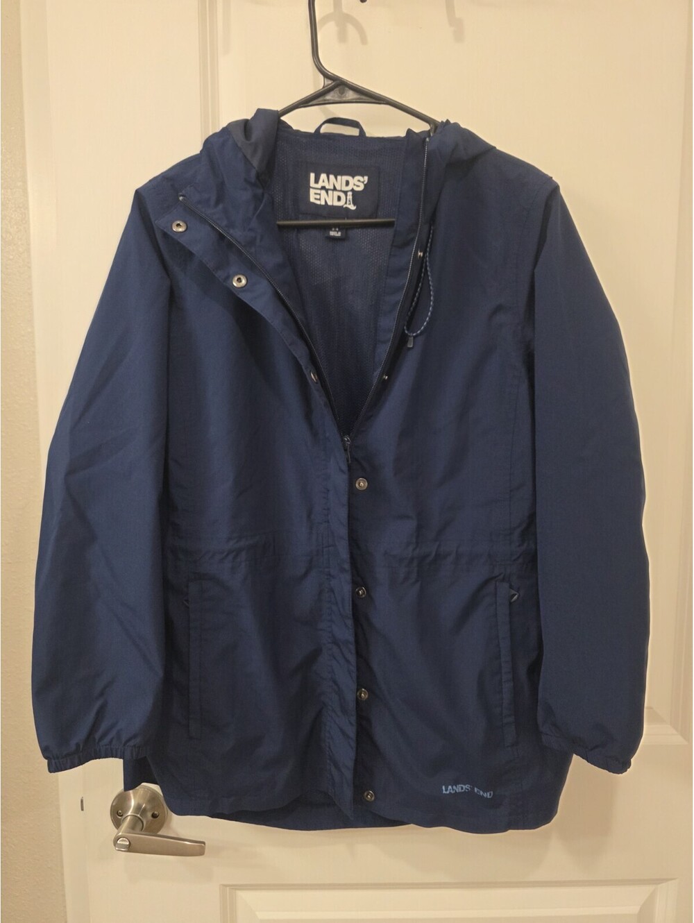 Lands' End Women's Navy uniform Weather Jacket Hooded Size XS